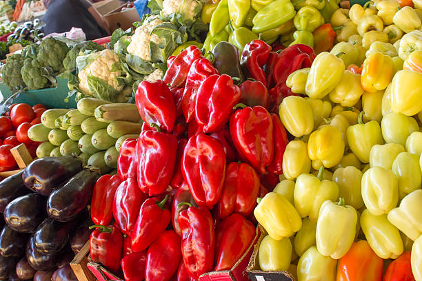 istock Organic vegetables on the market stalls 153043186