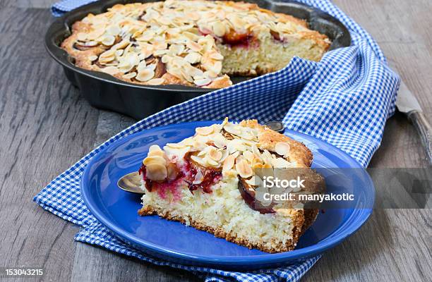 Plum And Almond Cake Stock Photo - Download Image Now - Almond, Baking, Cake