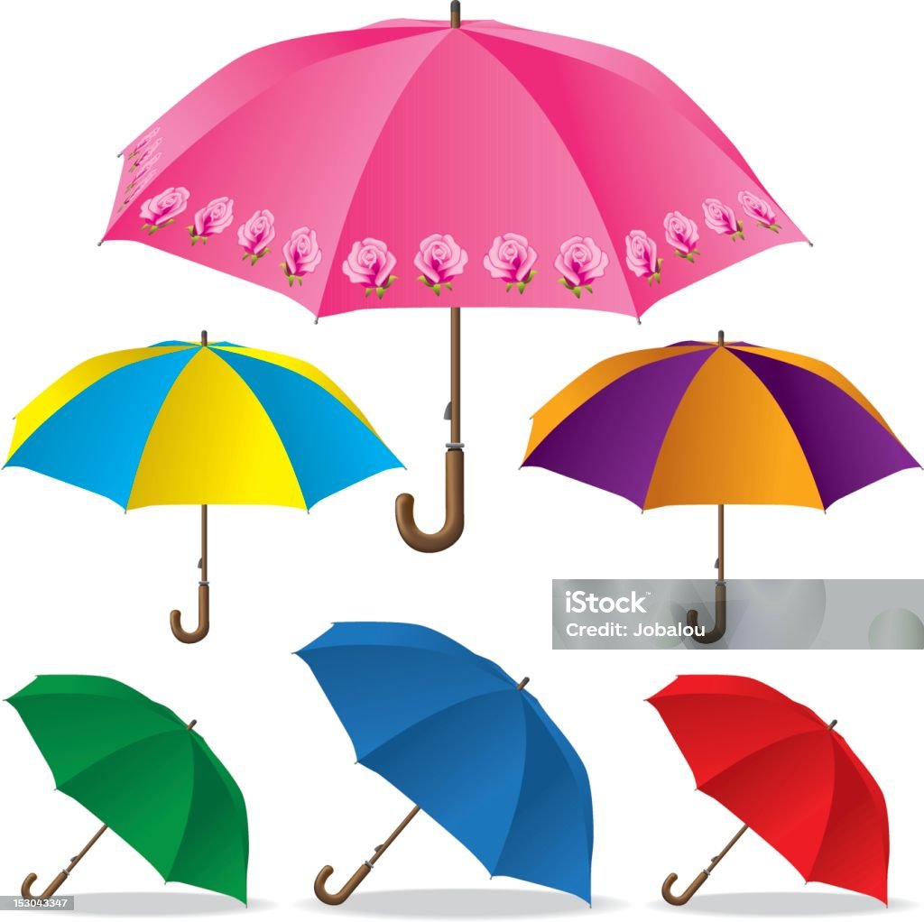 Kolorowe parasole - Grafika wektorowa royalty-free (Akcesorium osobiste)