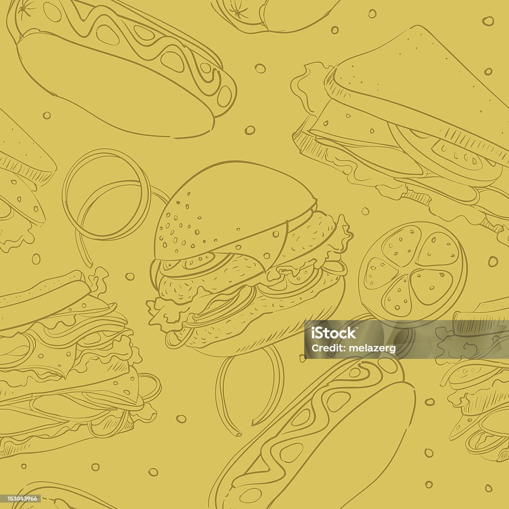 Papel tapiz con comida rápida - arte vectorial de Amarillo - Color libre de derechos