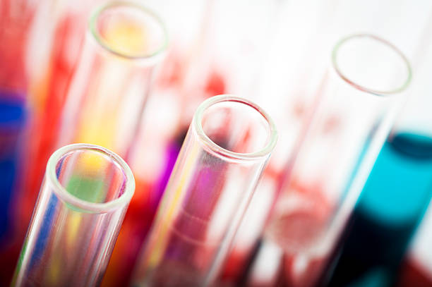 istock Group of laboratory test tubes with a colored reagents 153044073