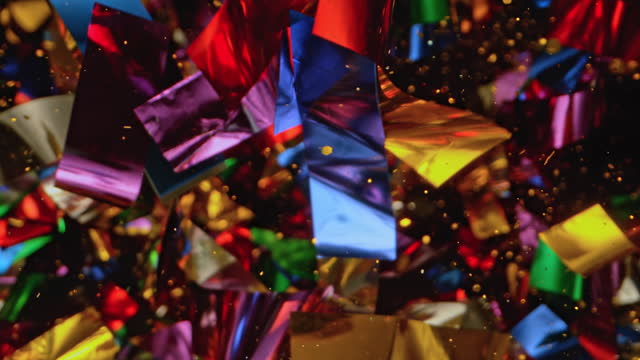 SLO MO LD Colourful confetti flying in the air