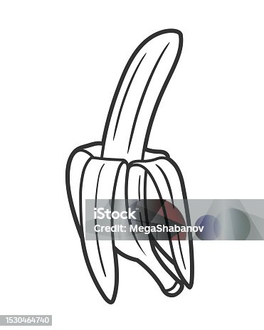 istock Line art of banana isolated on white background 1530464740
