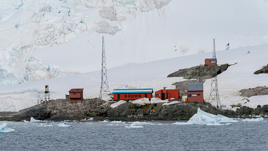 Brown Station Argentine Antarctic base located at Paradise Bay, Antarctica. High quality photo