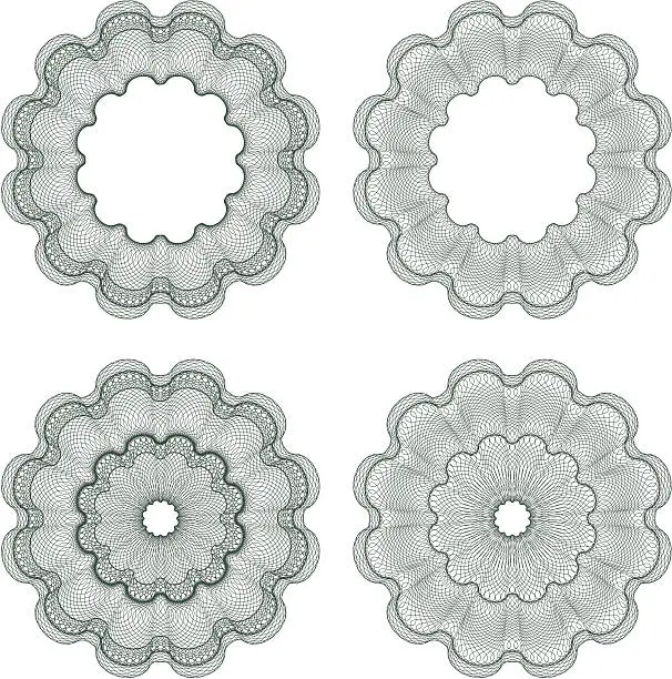 Vector illustration of Set of vector guilloche rosettes