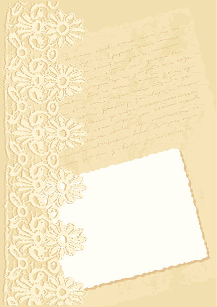 vintage background editable and scalable vector vintage background with lace, manuscript and photo frame vintage love letter backgrounds stock illustrations