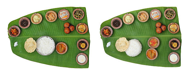 Sumptuous and wholesome onam meals called sadhya in kerala stock photo