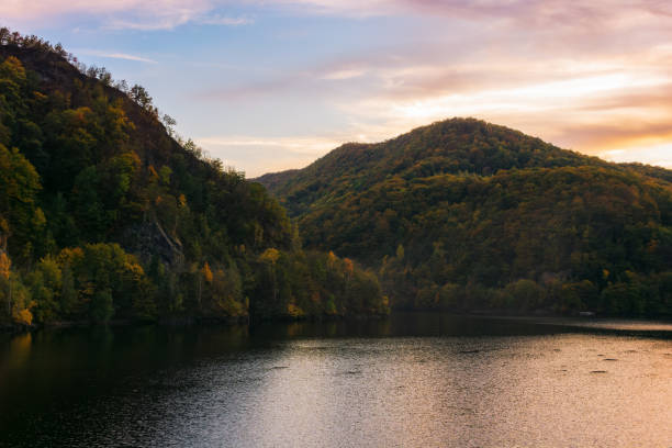 istock mountainous autumn landscape with lake at sunset 1530524551