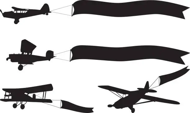 Vector illustration of Airplane Silhoeutte Banners
