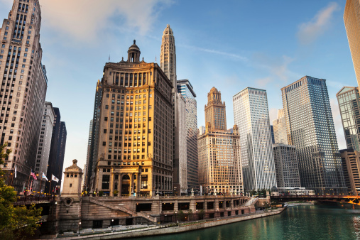 Aerial Panorama of Chicago Cityscape in Summer - Lake Shore Drive