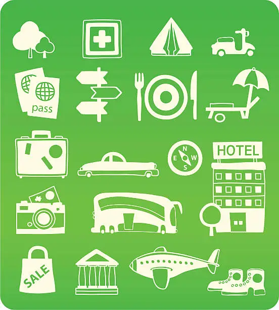 Vector illustration of Doodle eco tourism icons