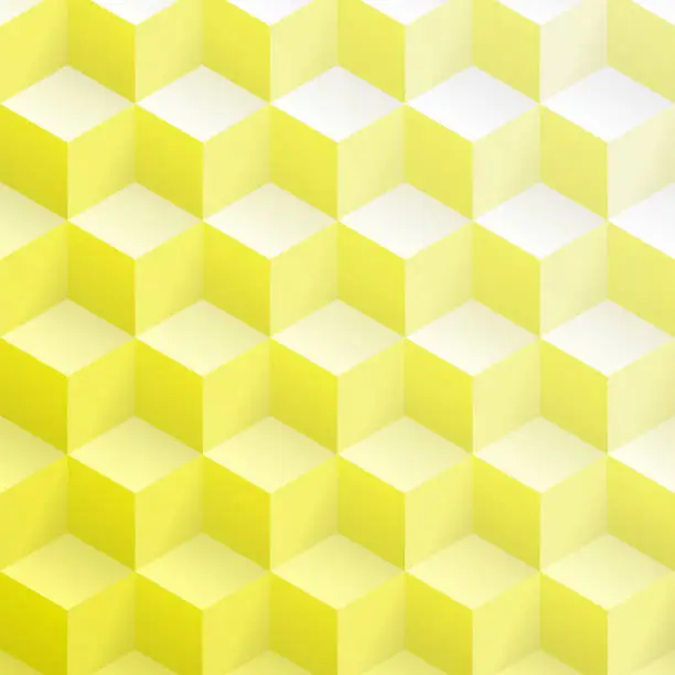 Vector illustration of Abstract geometric background with Yellow cubes - Trendy 3D background