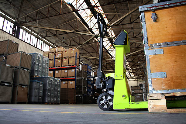 Pallet truck in warehouse
