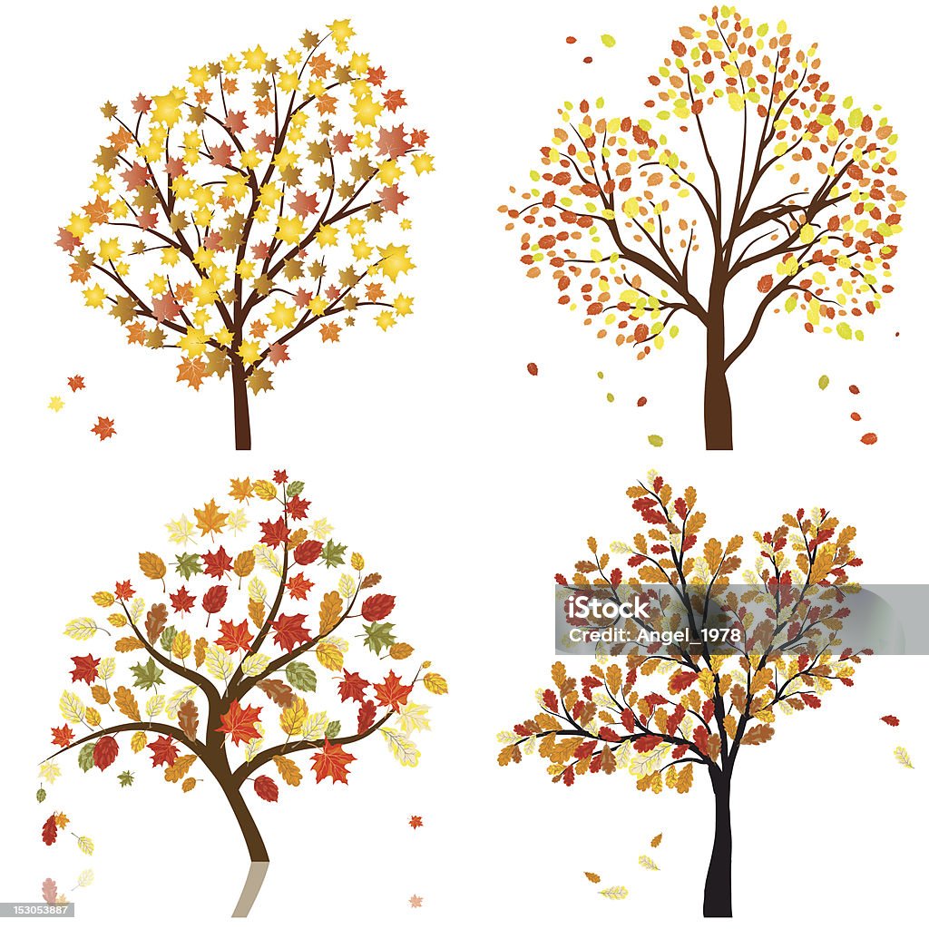 Set of four autumn tree Set of four autumn tree. Vector illustration.  Autumn stock vector