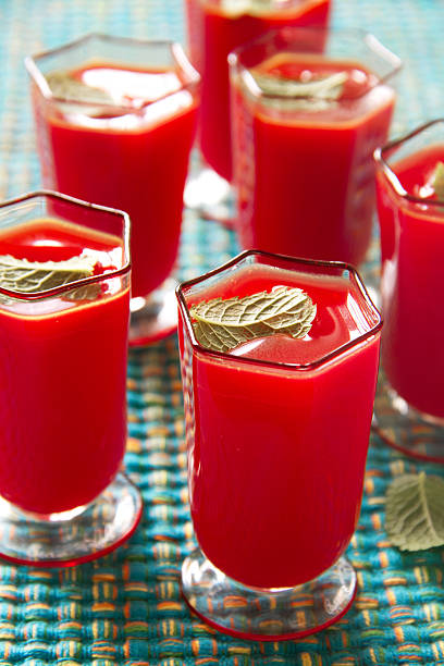 Blood Shot Mary Brunch Shooters stock photo