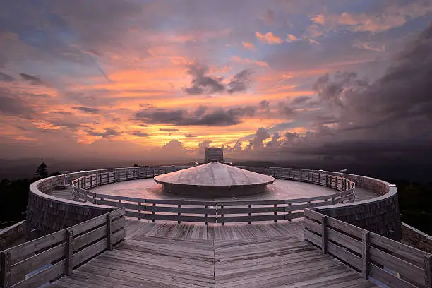 Observatory at the summit of Brasstown Bald, part of the Blue Ridge Mountains and the highest elevation in the State of Georgia, USA.
