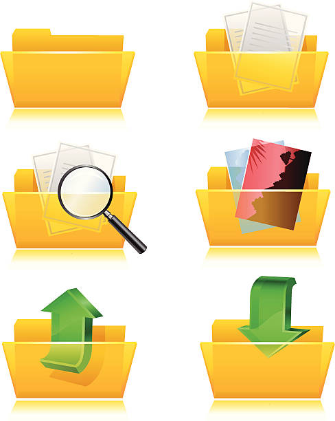 폴더 아이콘 세트 - symbol file computer icon document stock illustrations