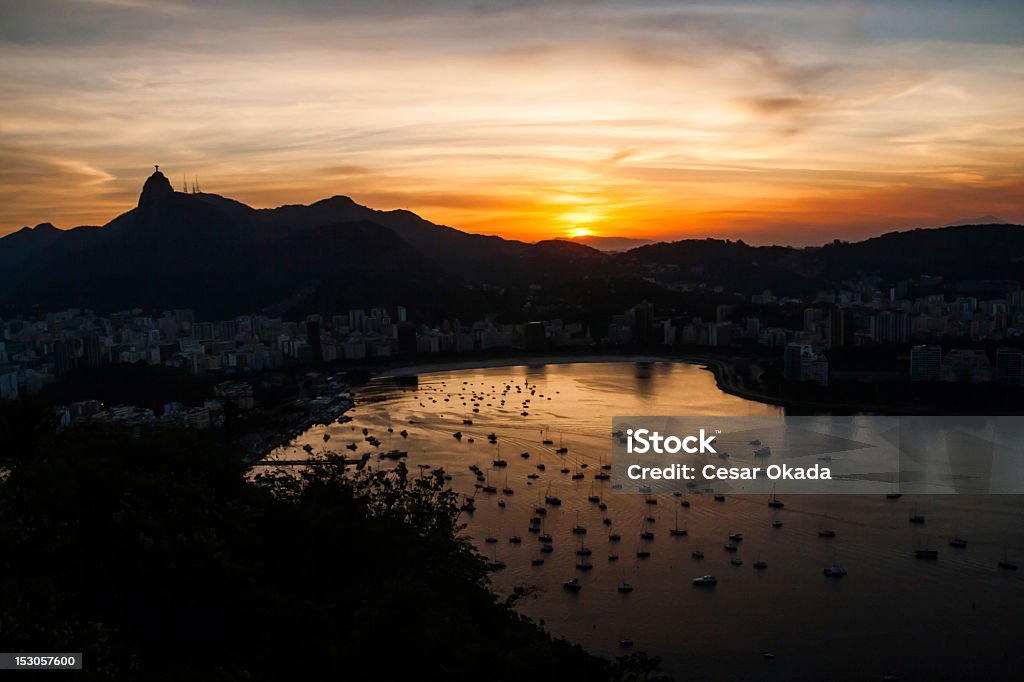 Rio de Janeiro au coucher du soleil - Photo de Baie de Guanabara libre de droits