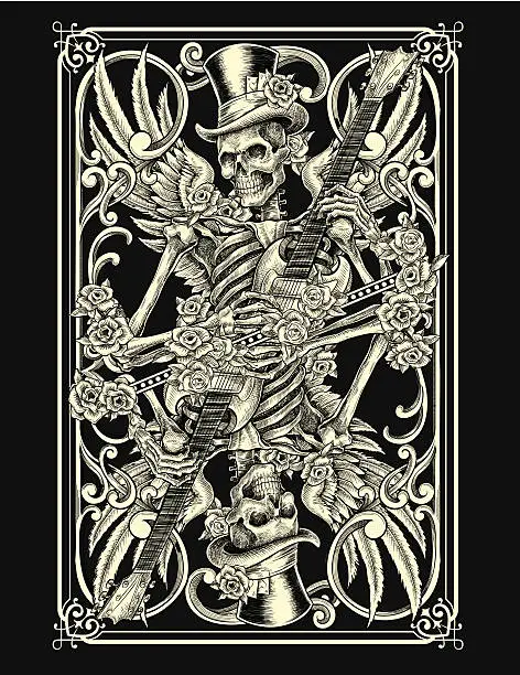 Vector illustration of Classic Skeleton Playing Card