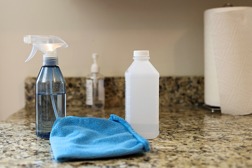 All purpose cleaner disinfectant spray bottle with towel