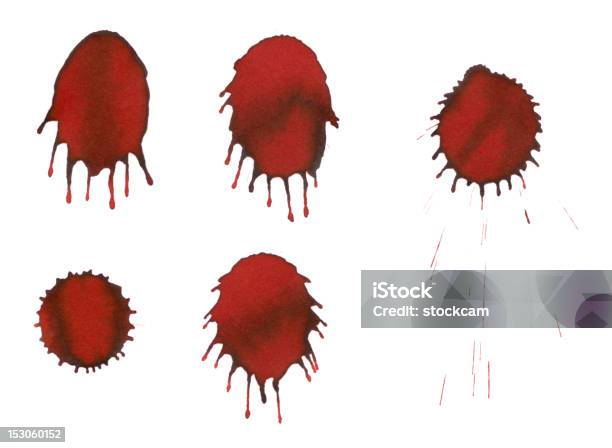 Isolated Red Blood Drops Closeup Stock Photo - Download Image Now - Aggression, Animal Blood, Blob