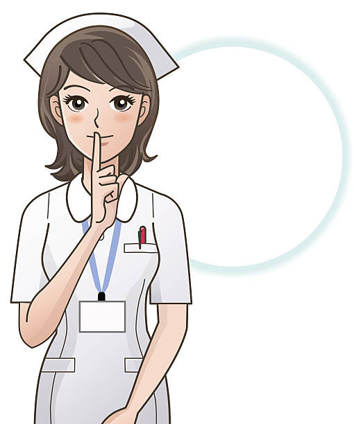 Young nurse asking silence vector art illustration