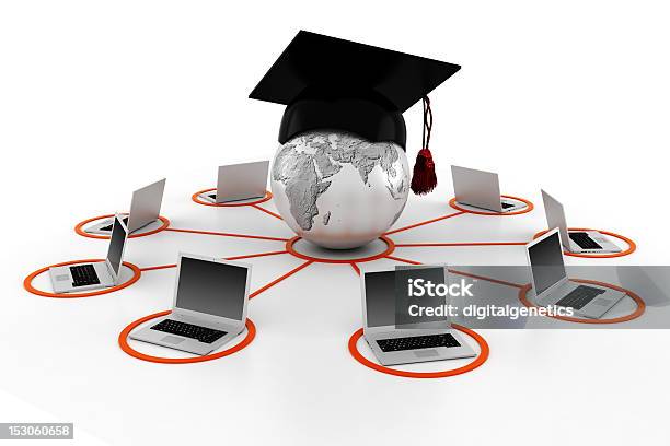 3d Elearning Concept Stock Photo - Download Image Now - Business, Circle, Computer
