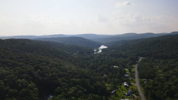 istock Rural fields in woodland area with lake 1530606698