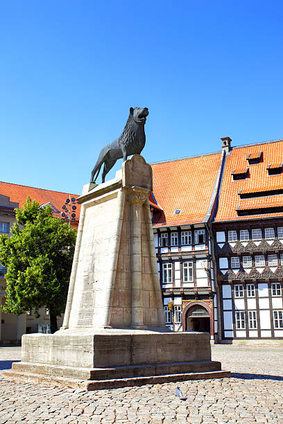 Braunschweig Lion statue - symbol of Braunschweig city, Germany braunschweig photos stock pictures, royalty-free photos & images