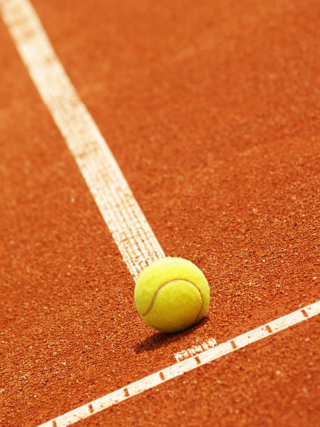 istock tennis court line with ball 153060879