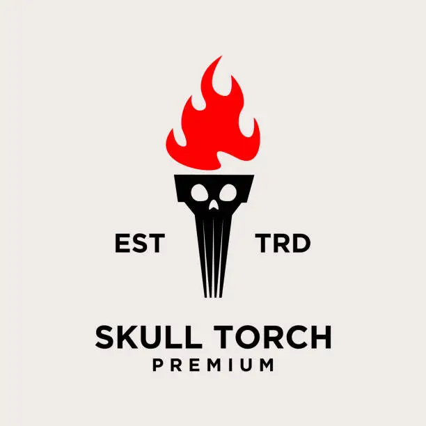 Vector illustration of Torch skull face  icon design illustration