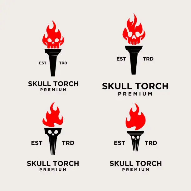 Vector illustration of Torch skull set  icon design illustration