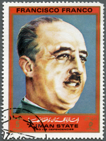 Ajman 1972 stamp printed in Ajman shows Francisco Franco  (1892-1975), series Figures from the Second World War, circa 1972.