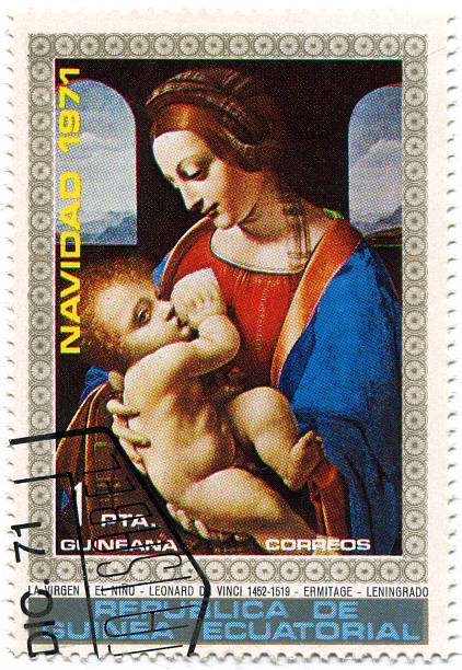 istock Madonna with Jesus child on postage stamp 153064139