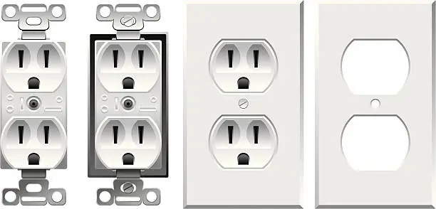 Vector illustration of Duplex Electric Outlet with Cover