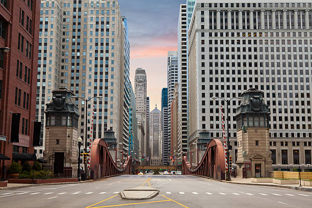 street 시카고. - chicago skyline illinois downtown district 뉴스 사진 이미지