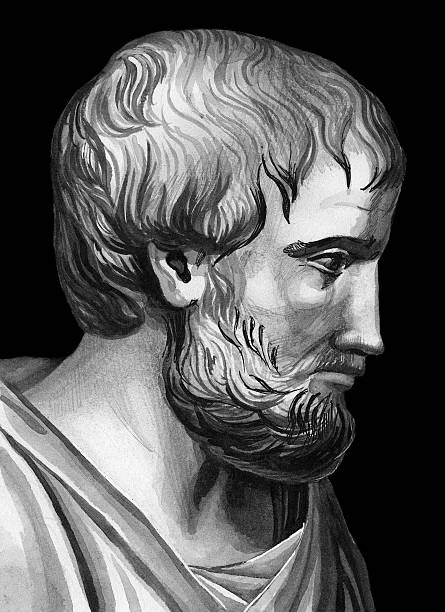 Aristotle Portrait Portrait of Aristotle. Greek philosopher, a student of Plato and teacher of Alexander the Great. Born on 384 BC in Stageira, Chalcidice. Died on 322 BC in Euboea. aristotle stock illustrations