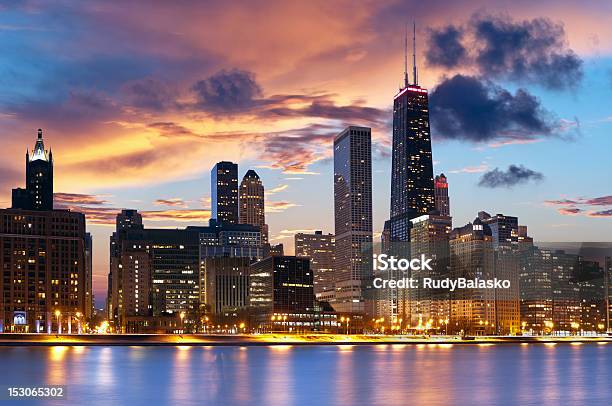 Chicago Skyline Stock Photo - Download Image Now - Chicago - Illinois, Urban Skyline, Sunset