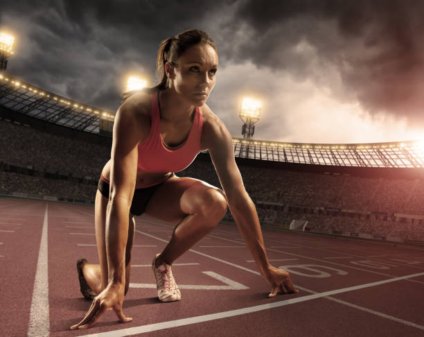 istock Female Athlete Prepares to Race 153066415