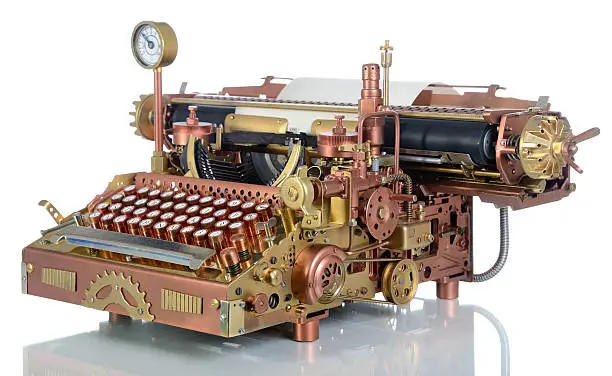 Photo of Copper and gold steampunk typewriter