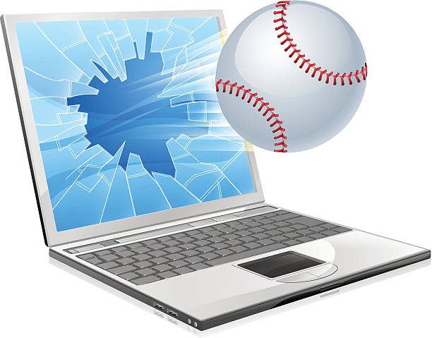 illustrazioni stock, clip art, cartoni animati e icone di tendenza di palla da baseball portatile - baseballs baseball breaking broken