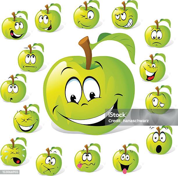 Green Aplle Cartoon Stock Illustration - Download Image Now - Anger, Apple - Fruit, Awe