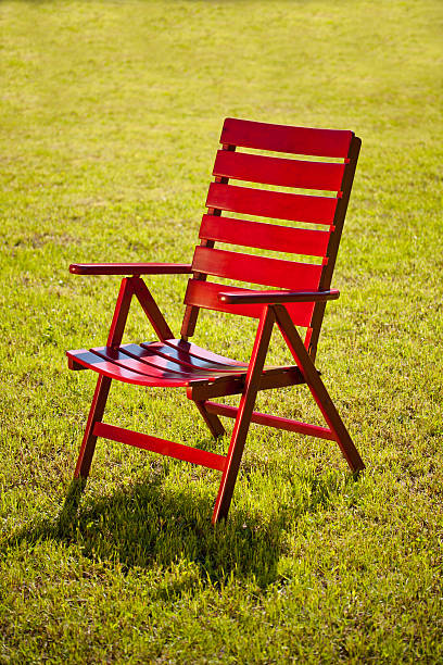 istock Garden chair on grass 153067152