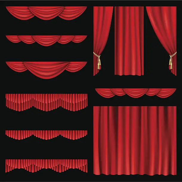 Vector illustration of Red curtains