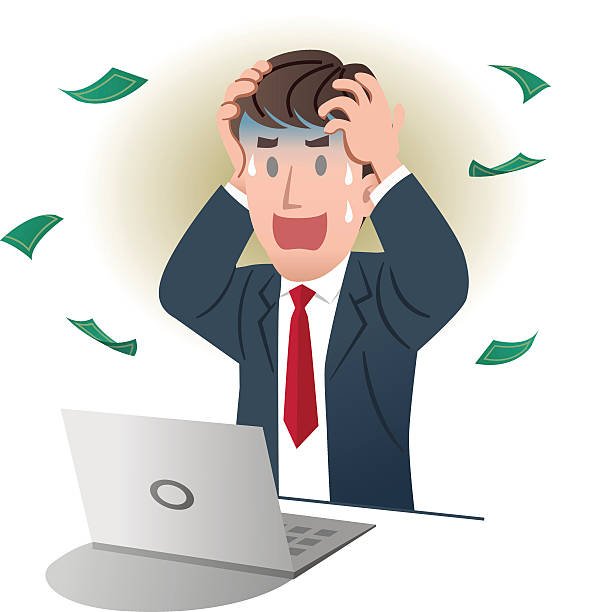 Shocking businessman holding the head vector art illustration