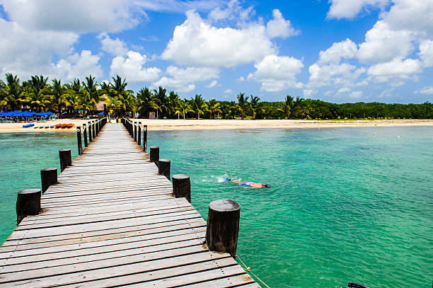 istock Snorkeling and fun in a caribbean beach 153069950