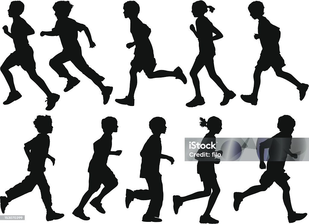 Active Kids A collection of active children silhouettes. Running stock vector