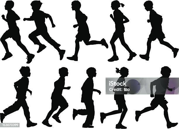 Active Kids Stock Illustration - Download Image Now - Running, Child, In Silhouette