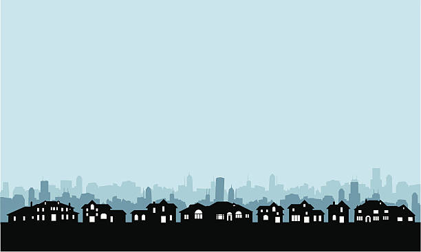 Residential Area Skyline Residential Area skyline background with copy space. Highly detailed homes -- big and small. residential district stock illustrations