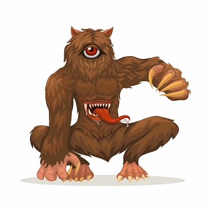 Mapinguari Monster Mythical Creature Character Cartoon illustration Vector